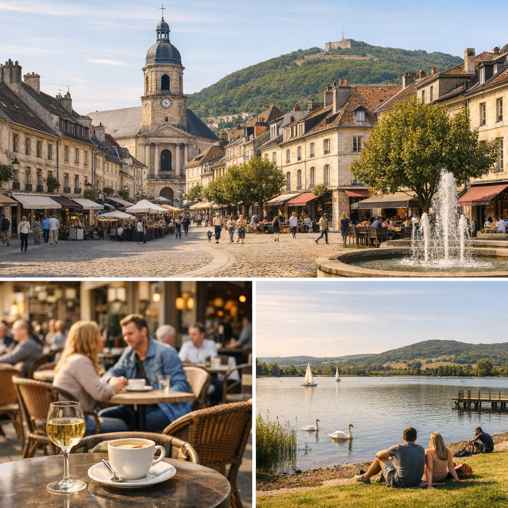 Vesoul en complément : centre-ville, cafés du commerce et lac de Vaivre