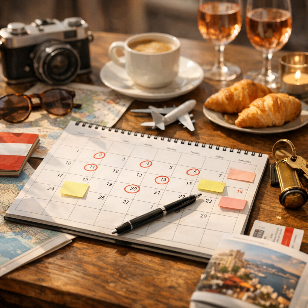 Un calendrier utile pour organiser un city-trip, un hôtel ou un restaurant
