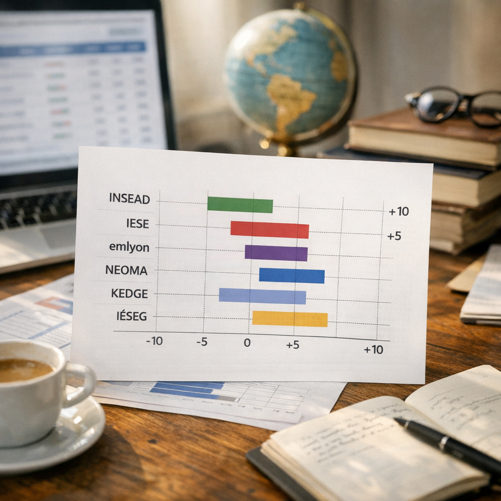 Repère 3 — INSEAD, IESE, emlyon, NEOMA, KEDGE, IÉSEG&nbsp; : comment lire les écarts de position