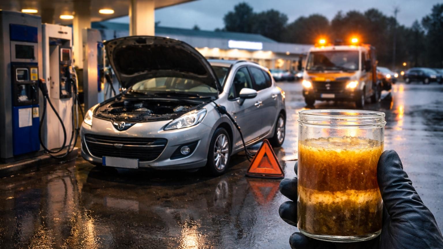 Pompe à essence d'une station-service avec affichage du prix du carburant et réservoir de voiture se remplissant