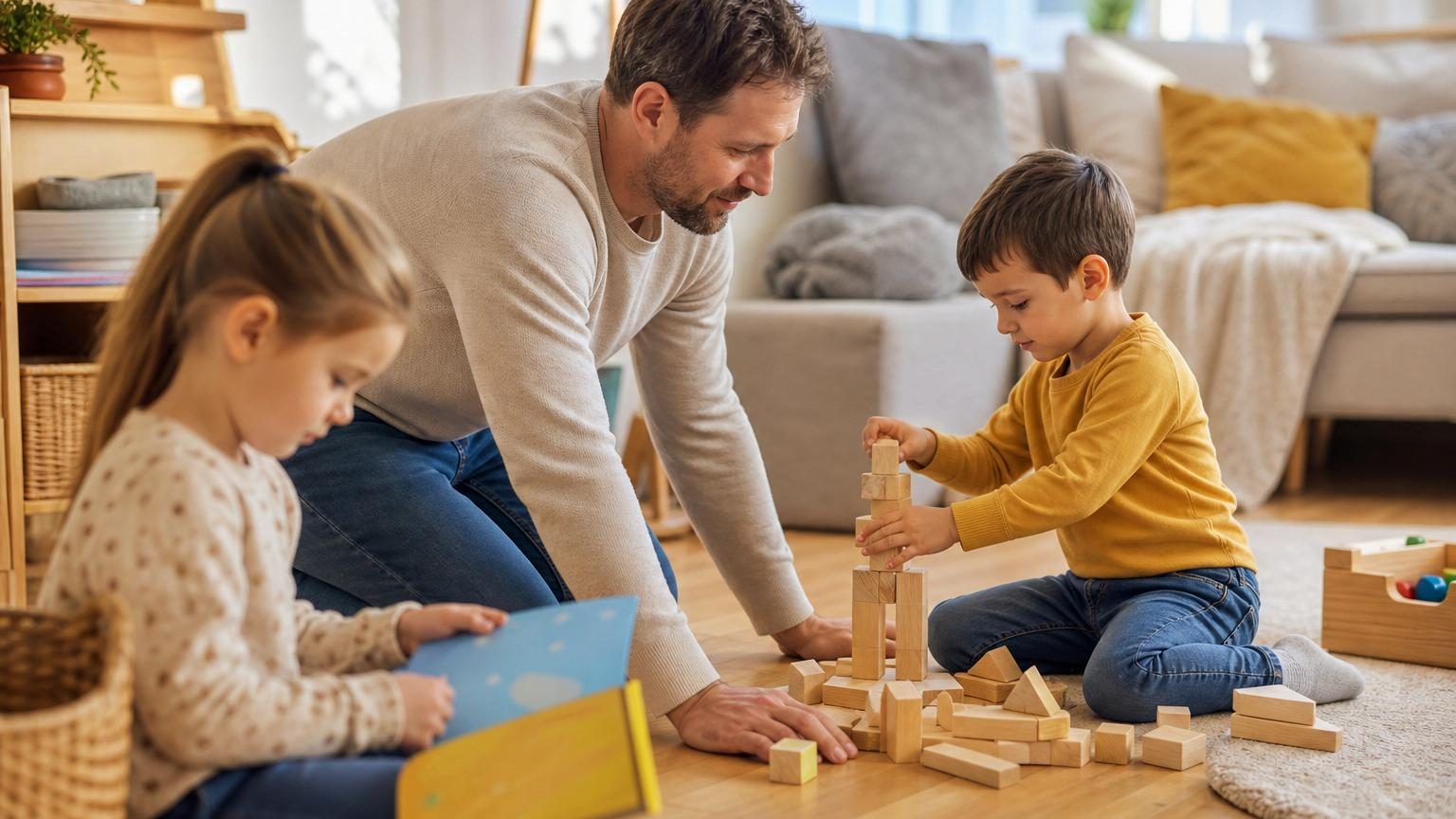 Parent et enfant en conversation calme, assis ensemble, illustrant l'écoute bienveillante et la communication positive dans l'éducation familiale.