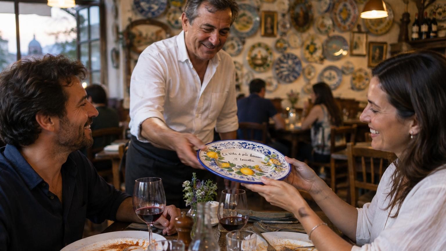 En Italie, 111 trattorias vous laissent repartir avec l'assiette peinte à la main de leur plat signature : la tradition du Buon Ricordo, née en 1964