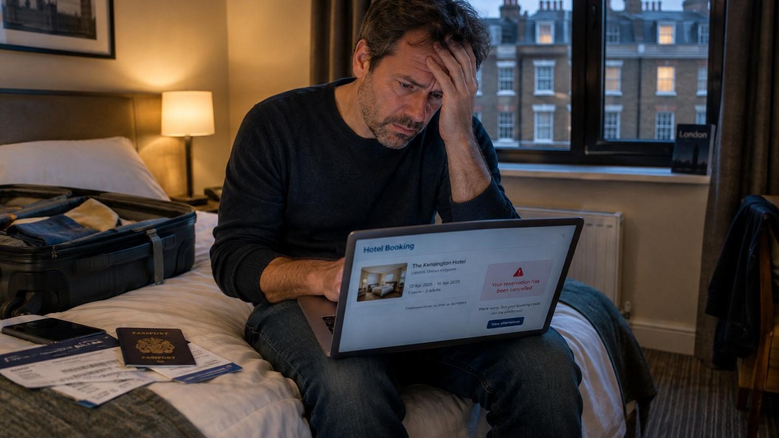 Il réserve un hôtel à Londres sur Booking.com pour près de 400 euros et découvre la veille qu'il a fermé définitivement : le remboursement a traîné des semaines