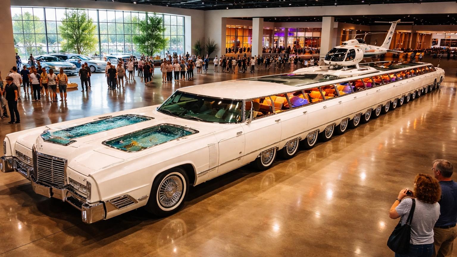 30,5 mètres, 26 roues, une piscine et un héliport : l&rsquo;American Dream, plus longue voiture du monde, a été restaurée et trône désormais dans un musée en Floride