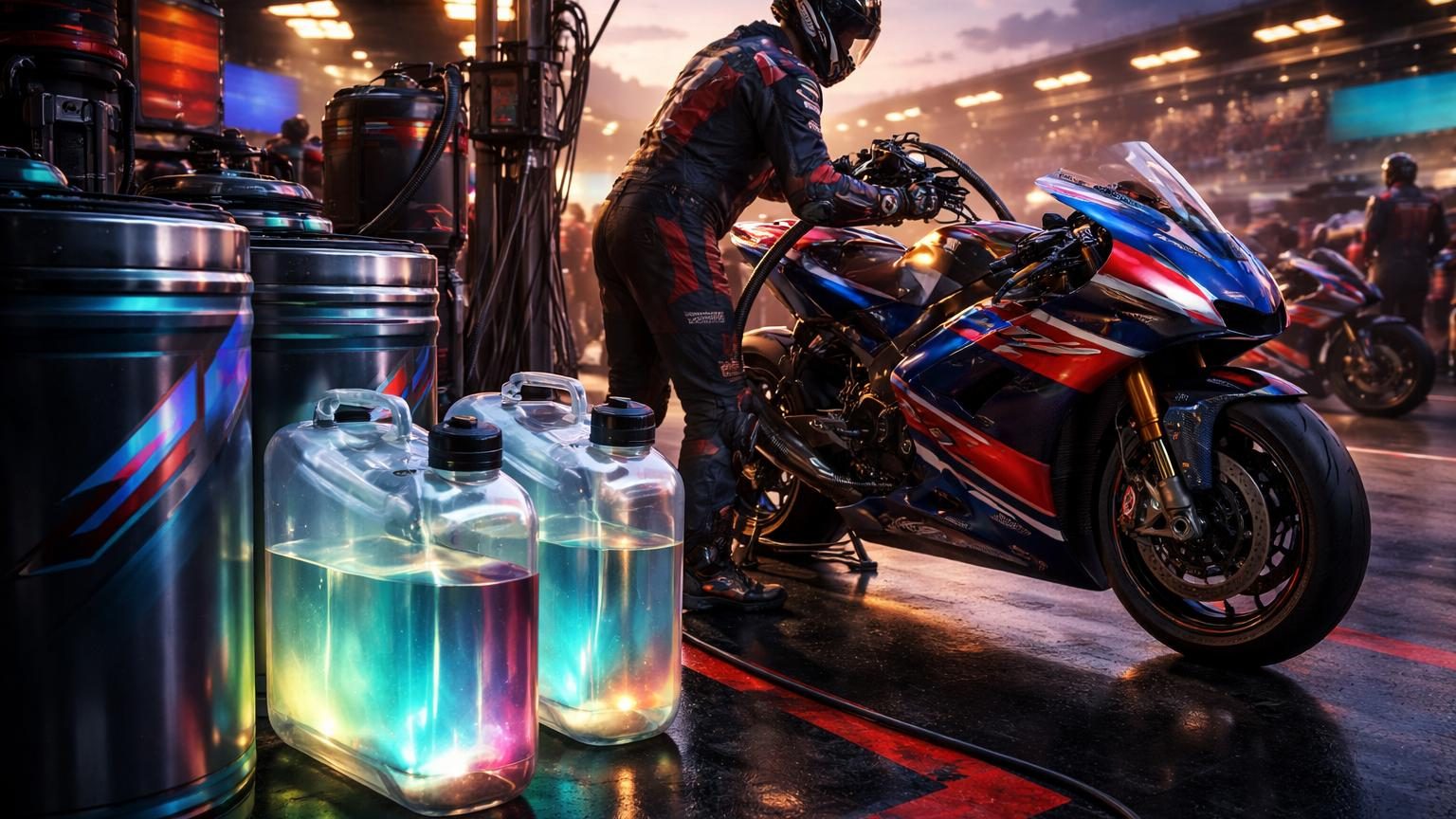 Motard de MotoGP accélérant sur piste, symbole de la transition vers un carburant synthétique plus cher imposée en 2027