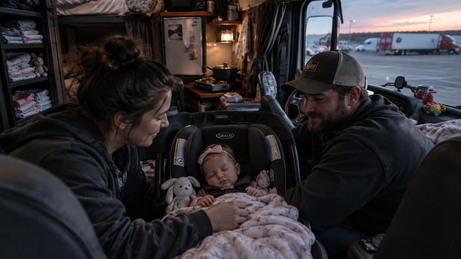 À 3 mois, Helena a déjà parcouru des milliers de kilomètres de routes : ses parents vivent depuis cinq ans dans la cabine de leur camion