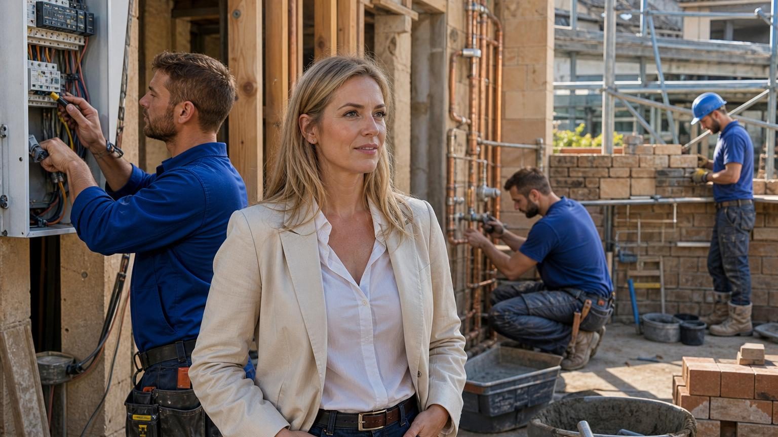 Portrait professionnel d'une femme dirigeante en tenue professionnelle, suggérant l'entrepreneuriat et le leadership dans les secteurs techniques.