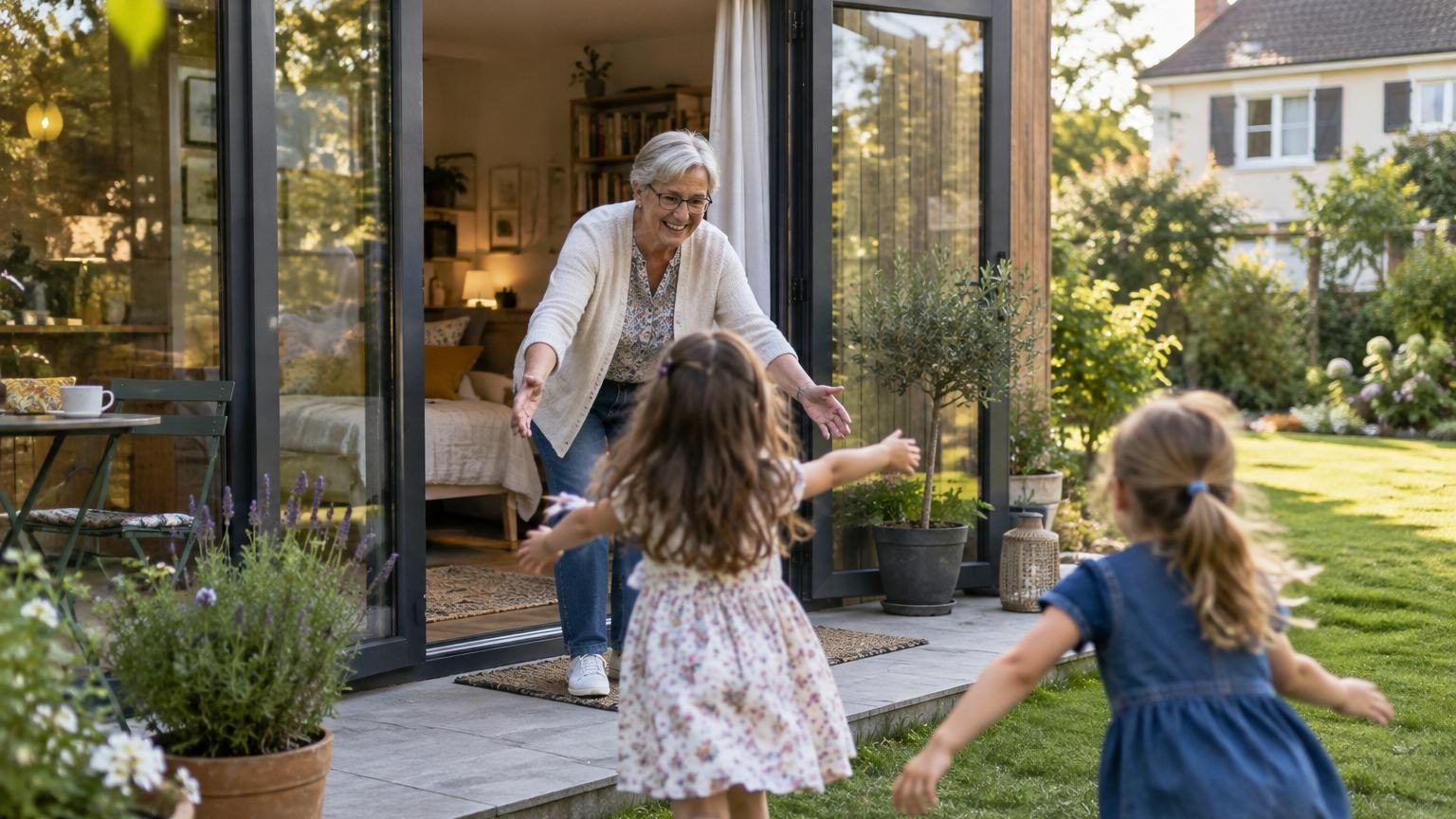 À 65 ans, elle emménage dans un studio de 37 m² au bout du jardin de sa fille pour garder ses petites-filles