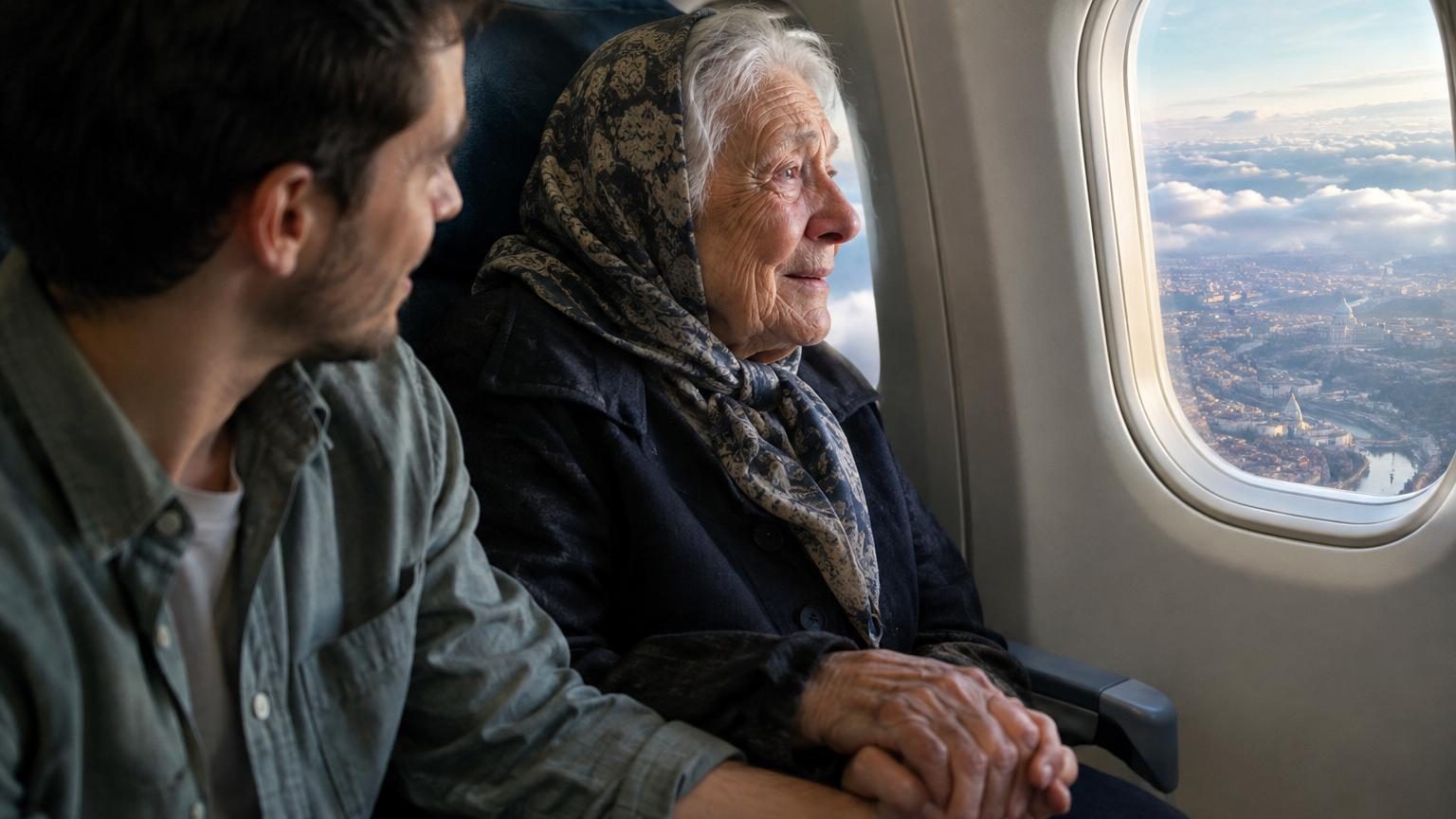 À 89 ans, elle prend l'avion pour la première fois : son petit-fils l'emmène à Rome réaliser le rêve de sa vie