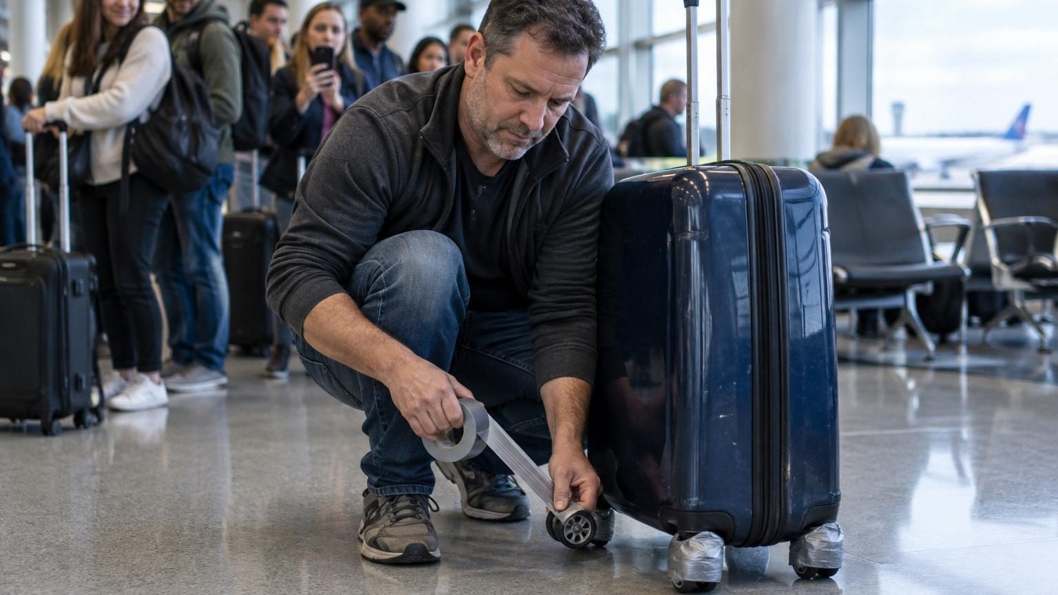 Avant chaque vol, il entoure les quatre roulettes de sa valise de ruban adhésif à l’arrivée l’astuce fait toute la différence “ceux qui trouvent ça ridicule sont les premiers à se plaindre de leurs bagages” une méthode qui scandalise autant qu’elle fascine