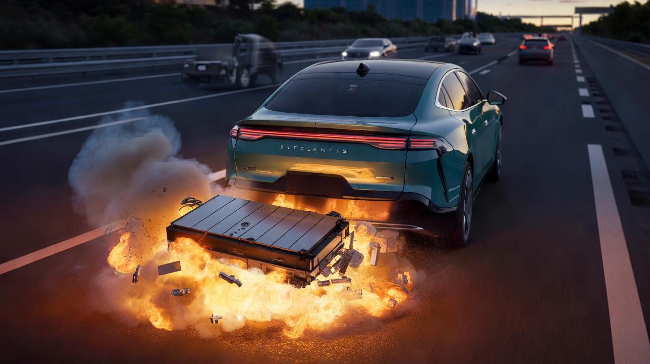 Batterie en feu dans une voiture électrique : Stellantis dépose un brevet pour l'éjecter du véhicule