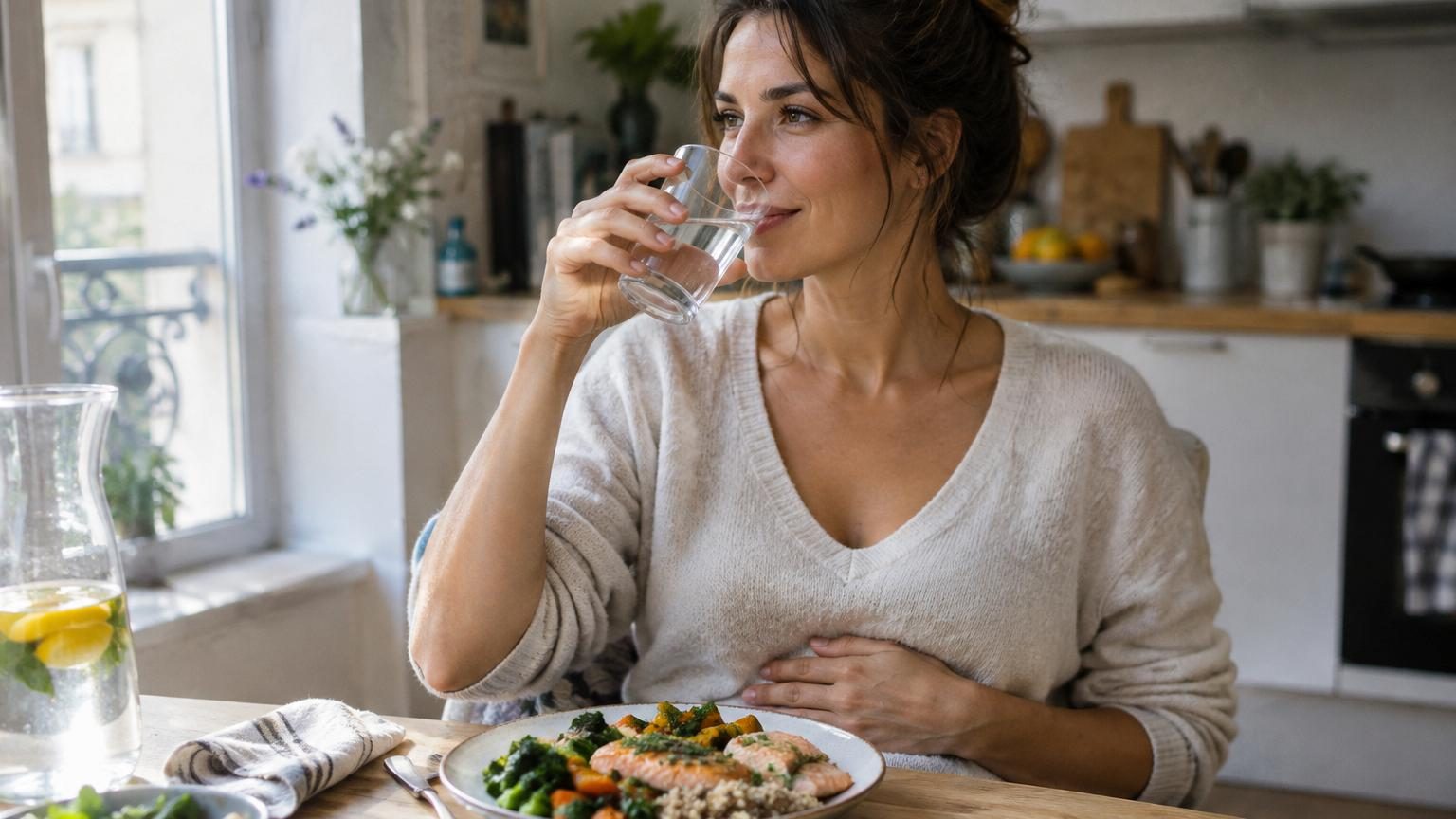 Boire de l&rsquo;eau pendant les repas ferait grossir ou gênerait la digestion : pourquoi c&rsquo;est faux, et les bénéfices que vous ignorez