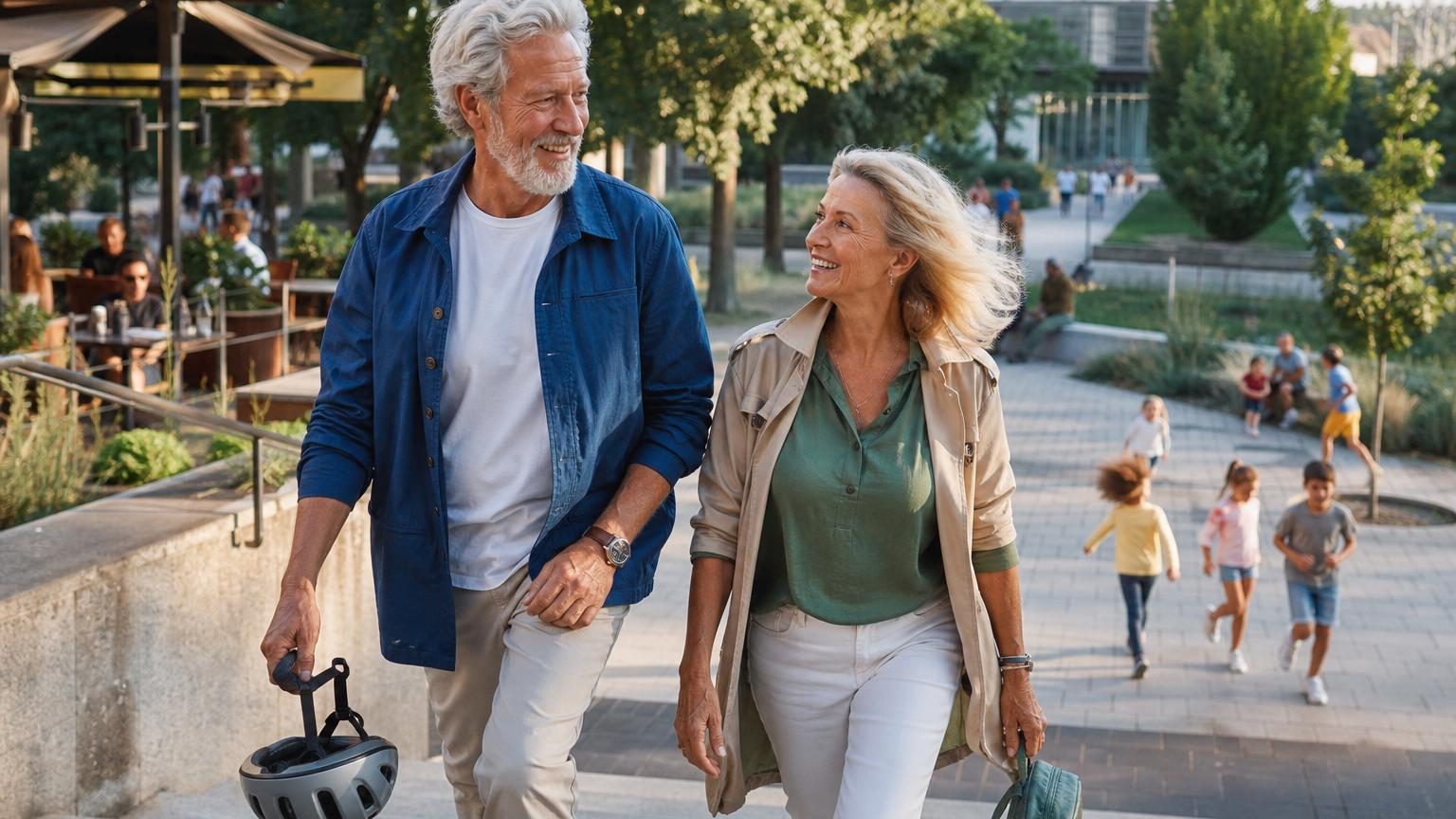 Personne âgée active pratiquant une activité physique, symbolisant le vieillissement dynamique et l'autonomie maintenue au-delà de 70 ans.