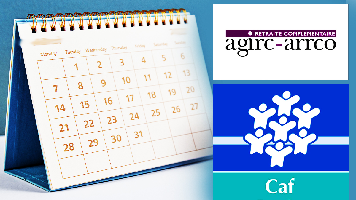 Calendrier avec les dates d'octobre 2026 (5 et 9 octobre) surlignées, symbolisant les versements de la CAF et de la retraite, avec une horloge et un compte bancaire en arrière-plan pour illustrer les délais de traitement variables.