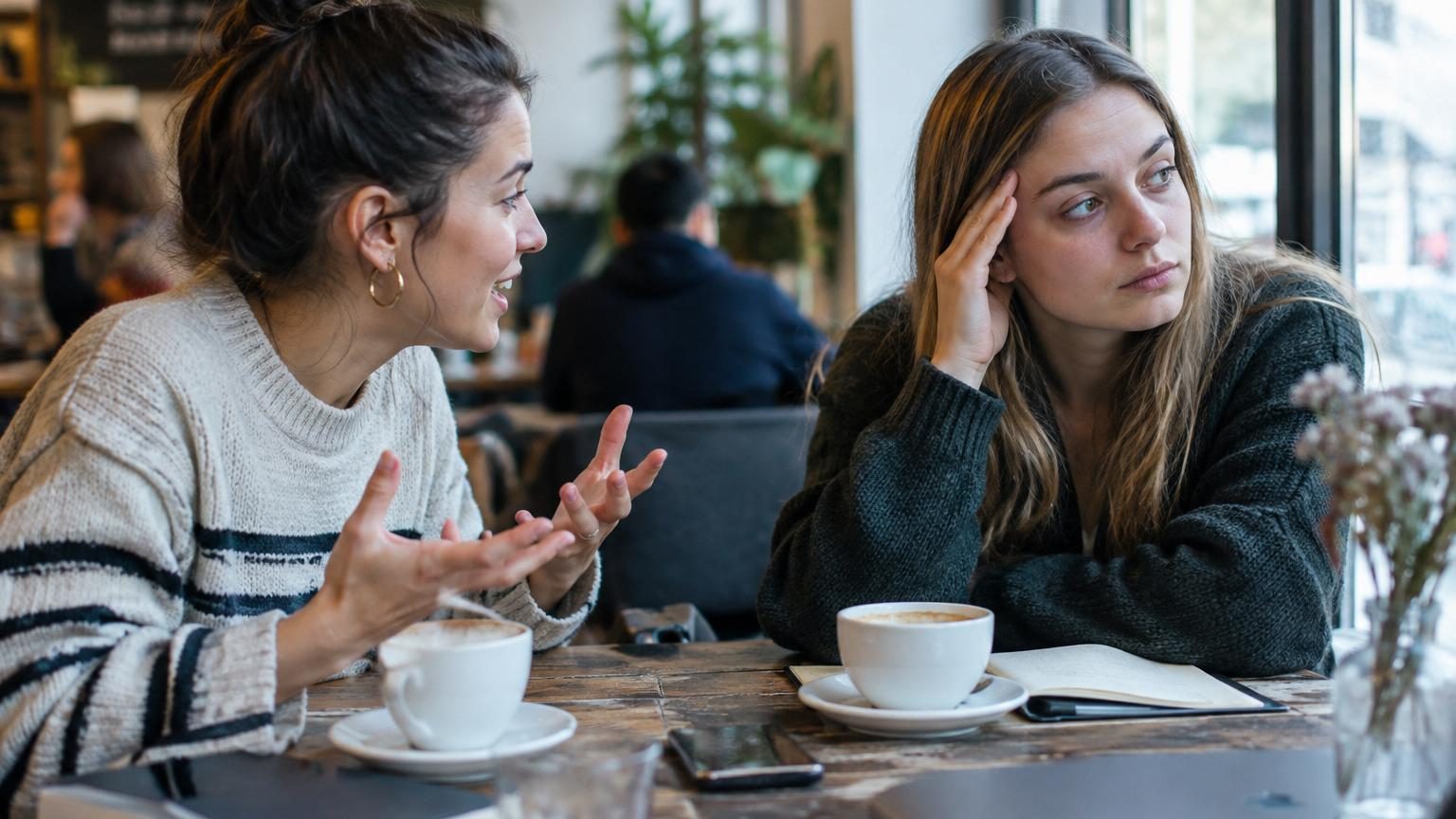 Personne assise seule sur un canapé, regardant vers le bas avec une expression fatiguée ou épuisée, symbolisant le vide énergétique après une interaction sociale