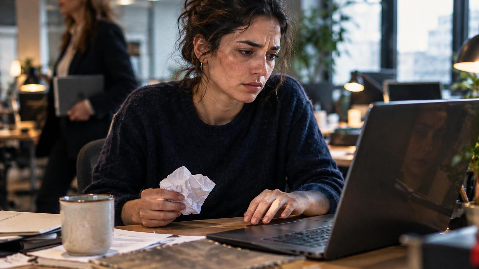 Personne rédigeant un e-mail professionnel sur un ordinateur, symbolisant la communication écrite en entreprise