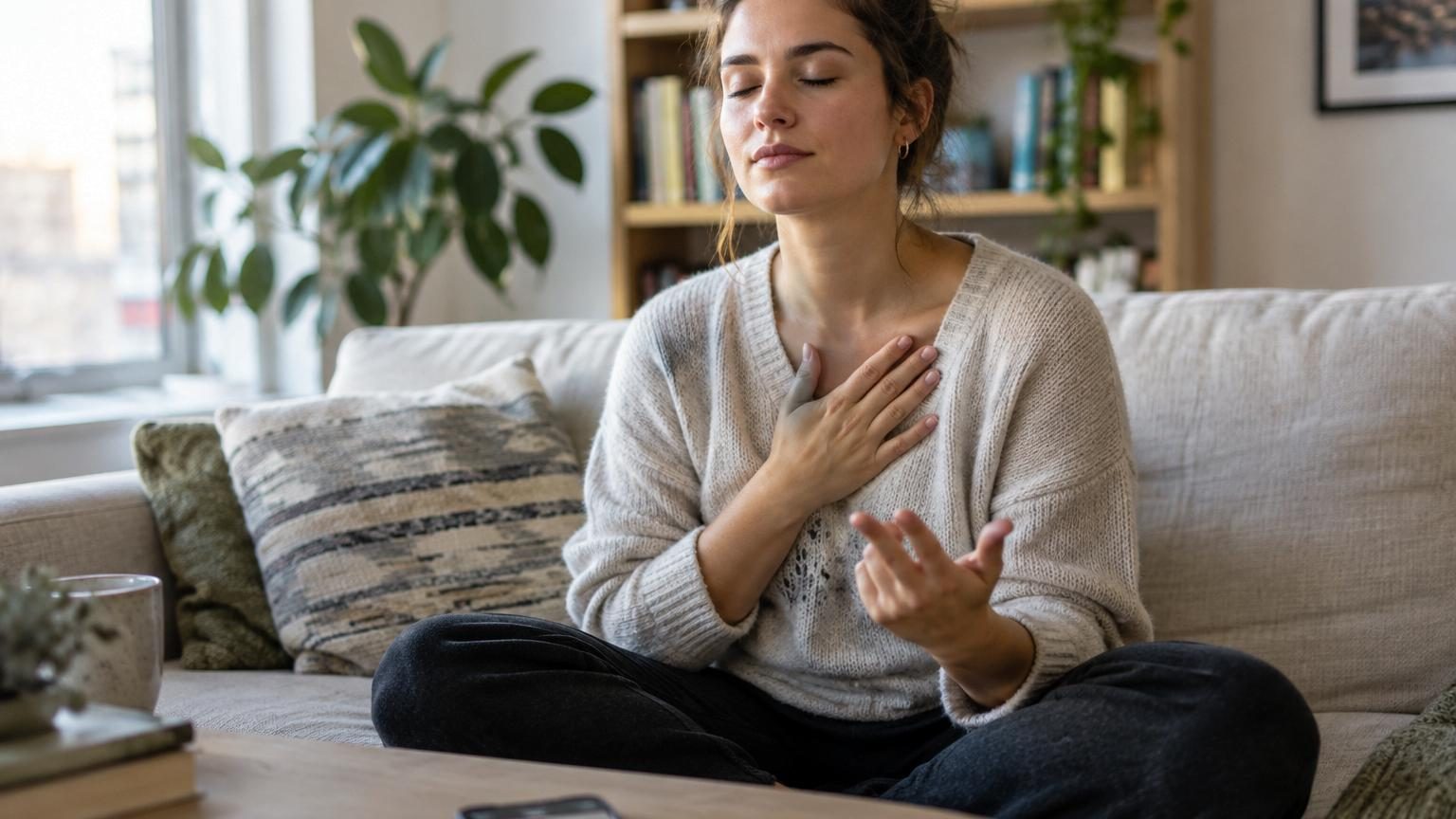 Illustration d'une personne tirant la langue face caméra pour démontrer l'astuce virale TikTok anti-stress