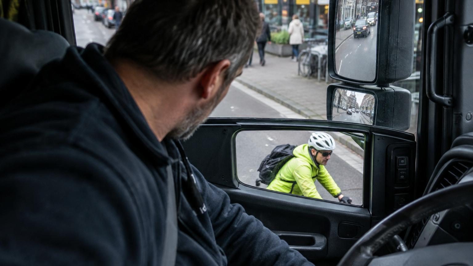 Cette petite vitre en bas de la portière des camions n'est pas un hublot décoratif : voici ce que le chauffeur y voit