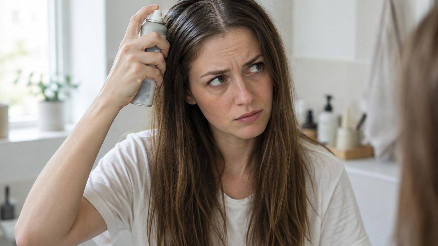 Jeune femme aux cheveux lisses plaqués vers l'arrière dans un style « clean look » très serré, fixés avec du gel, mettant en évidence la tension exercée sur la ligne frontale.