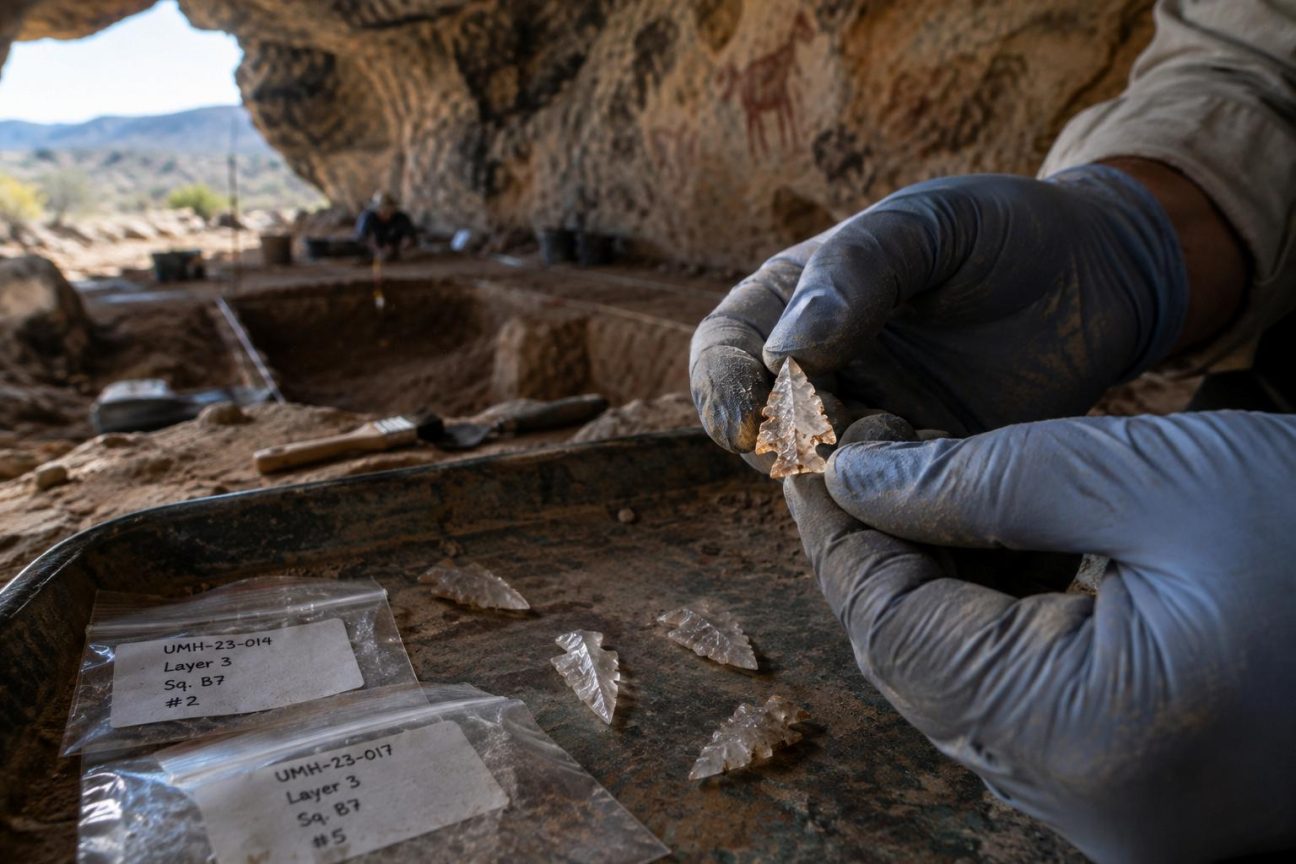 Cinq pointes de flèches en quartz dans une grotte sud-africaine : 60 000 ans plus tard, les chercheurs identifient le plus vieux poison de chasse du monde