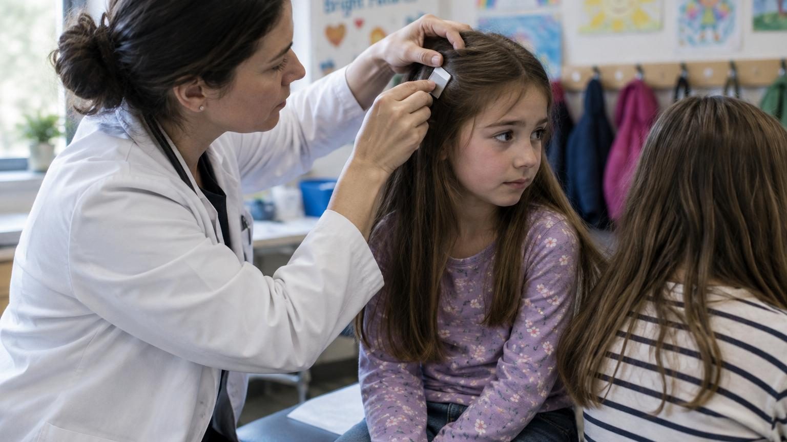 Portrait d'un médecin urgentiste expliquant les mécanismes de transmission des poux chez l'enfant lors d'une consultation.