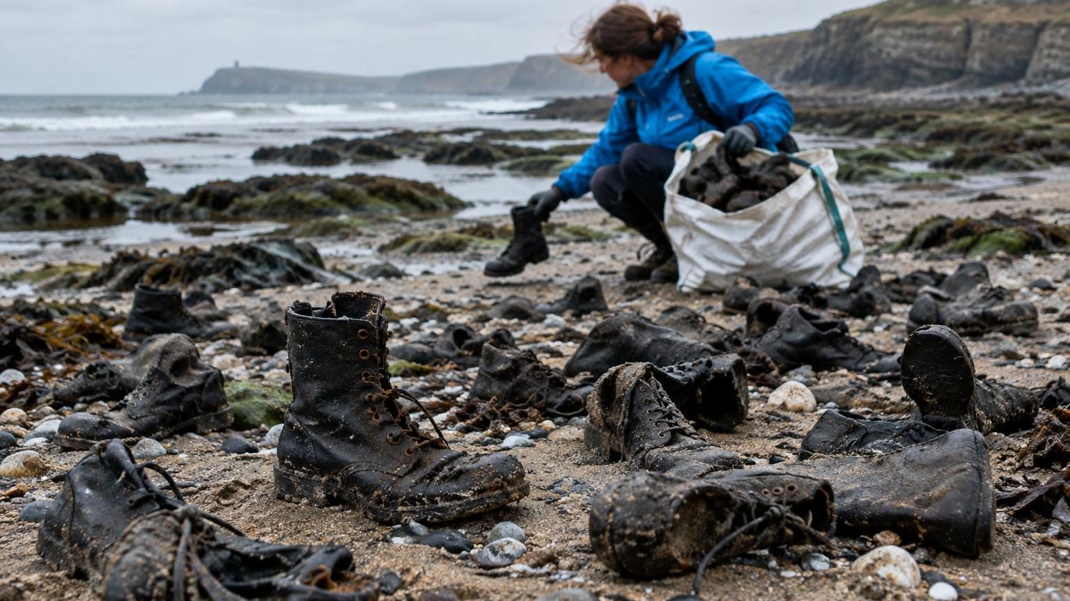 Depuis septembre 2025, plus de 400 chaussures du XIXe siècle s'échouent sur cette plage du pays de Galles : personne ne sait d'où elles viennent