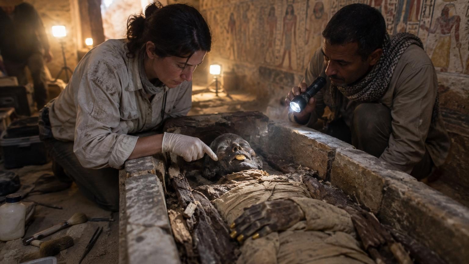 Des archéologues espagnols ouvrent des tombes vieilles de 2 000 ans en Égypte : 52 momies avec des langues et des ongles en or
