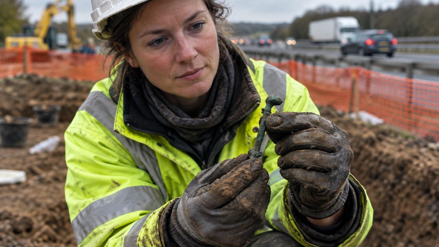Des archéologues fouillent le bord d'une autoroute : ils exhument un objet romain de 1 600 ans décoré d'un phallus