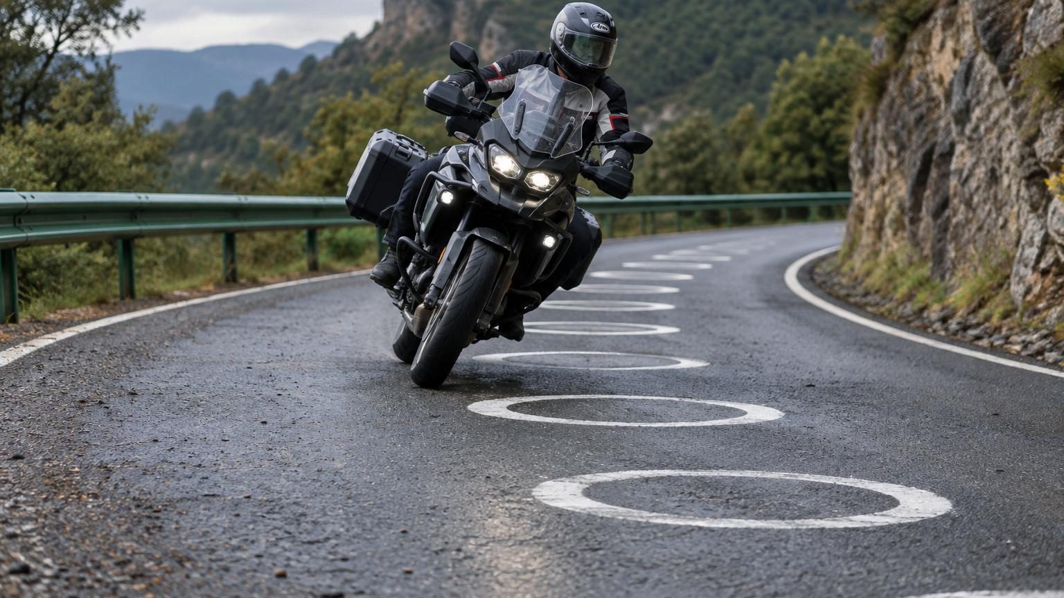 Des cercles blancs peints sur la chaussée : à quoi servent ces nouvelles marques destinées aux motards