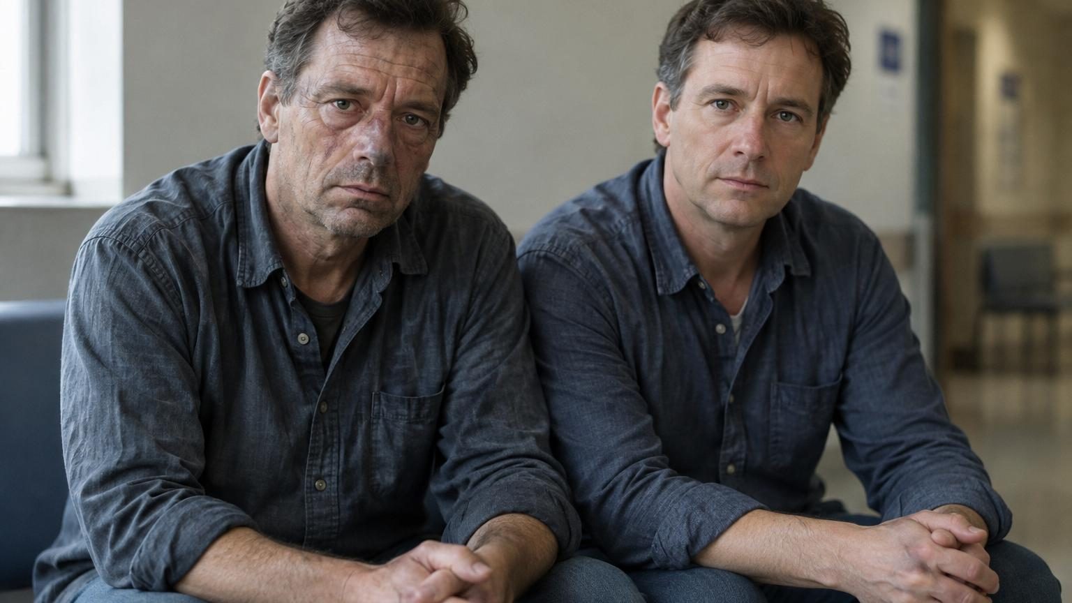 Des jumeaux identiques photographiés côte à côte : l'un fumait, l'autre non, et le visage trahit tout