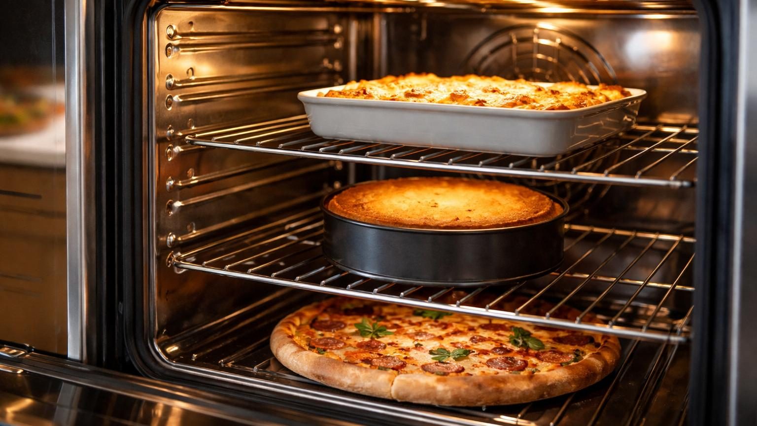 Intérieur d'un four avec les numéros gravés visibles sur les parois internes, montrant les différents niveaux de placement pour les grilles et les plats.