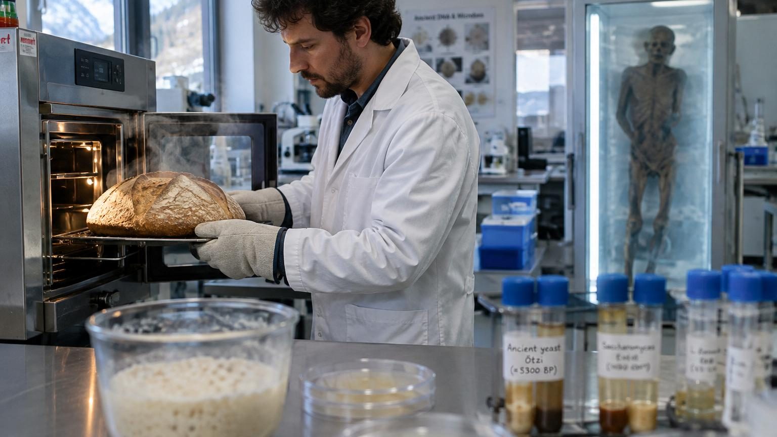 Des scientifiques ont trouvé 4 levures dans le corps d'Ötzi, momifié depuis 5 300 ans : ils s'en sont servis pour faire du pain au levain
