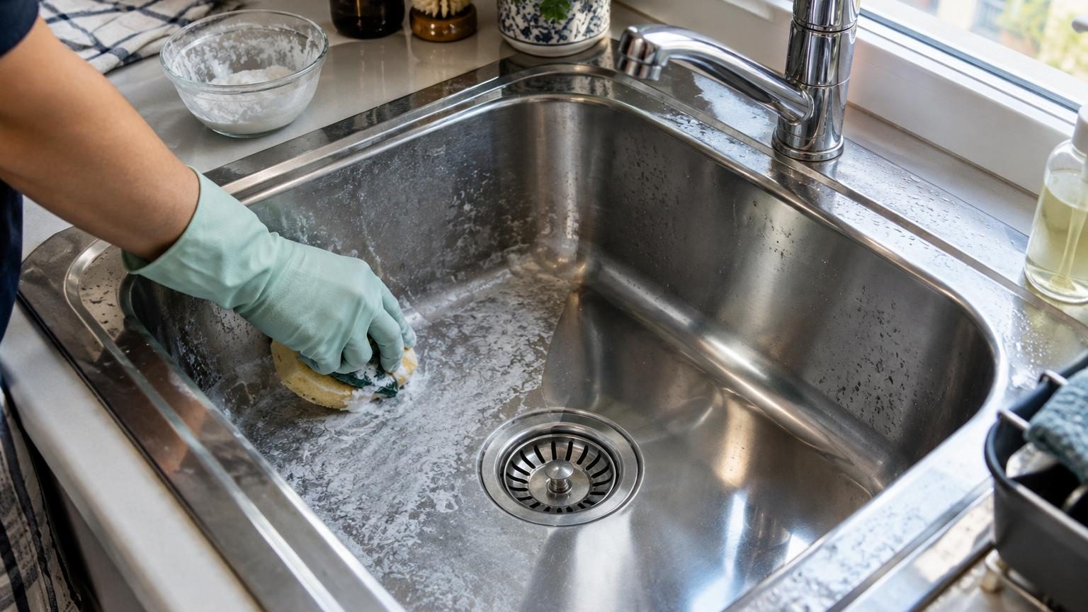 Des traces blanches au fond de l'évier : l'astuce des pros pour le faire briller en quelques minutes
