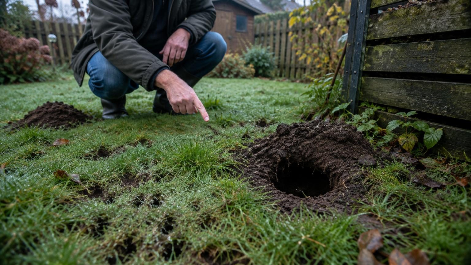 Des trous apparaissent dans la pelouse pendant la nuit : la taille, la forme et les traces révèlent quel animal est passé