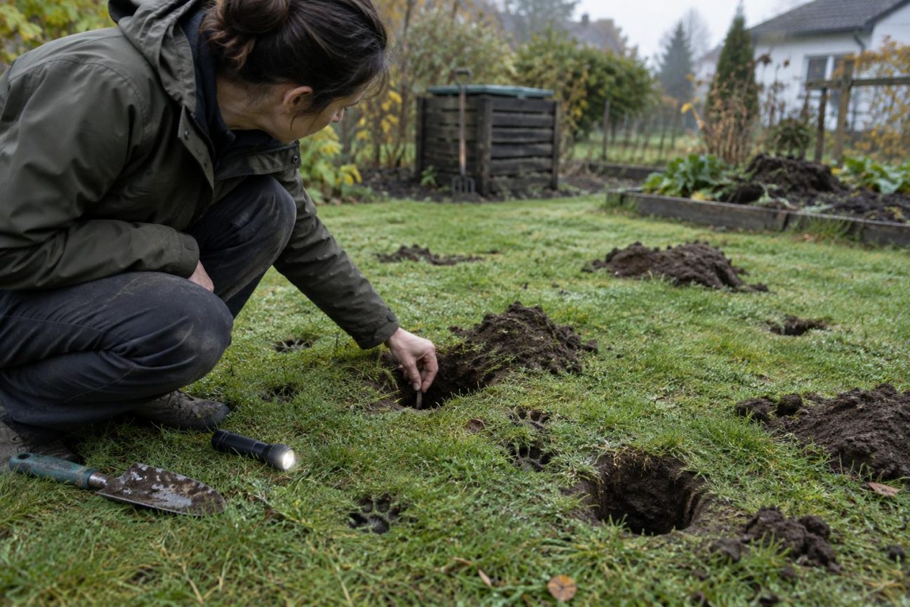 Des trous apparaissent dans votre pelouse pendant la nuit : la taille, la forme et les traces trahissent l'animal responsable