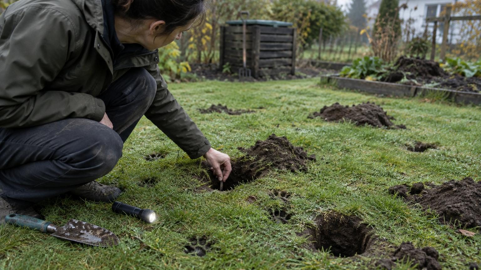 Des trous apparaissent dans votre pelouse pendant la nuit : la taille, la forme et les traces trahissent l'animal responsable