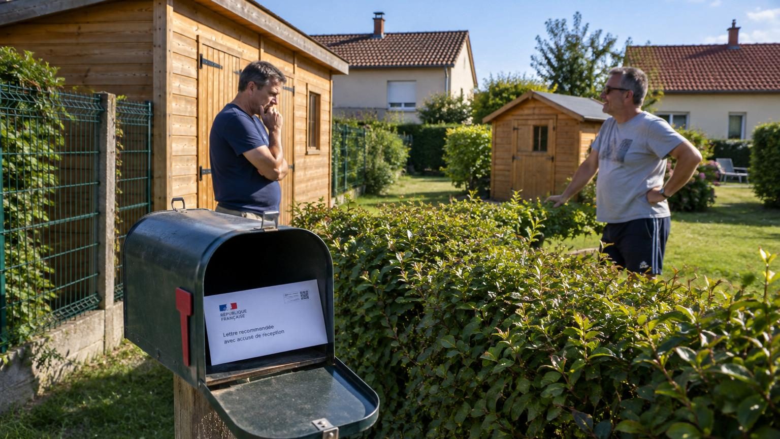 Même abri de jardin, même week-end d&rsquo;août, deux voisins : un seul se retrouve avec une lettre de la mairie dans sa boîte, et la raison surprend