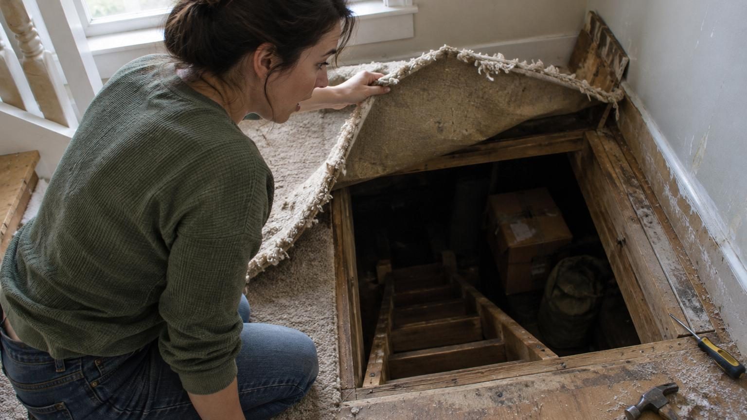Elle arrache la moquette de sa maison et découvre une pièce cachée sous le plancher : voici ce qu'il y avait à l'intérieur
