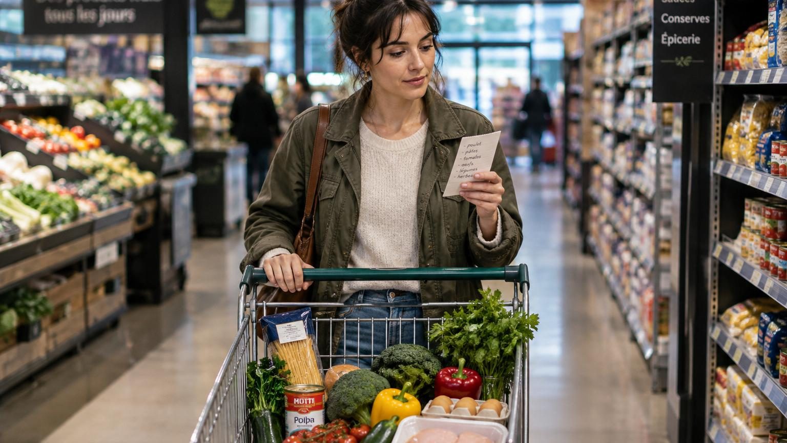 Elle fait ses courses avec 18 ingrédients seulement : 7 dîners différents prêts en 30 minutes, du lundi au dimanche