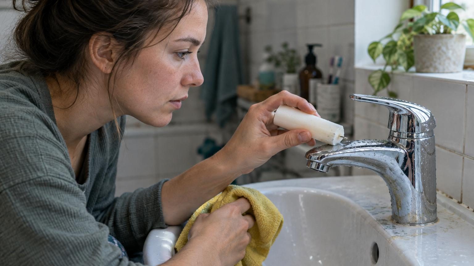 Elle frotte son robinet de salle de bain avec de la cire de bougie : voici le résultat obtenu en quelques minutes