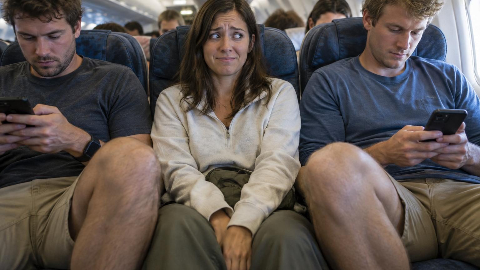 Elle publie une photo d'elle assise entre deux hommes en classe éco : le détail qui a déclenché un torrent de critiques