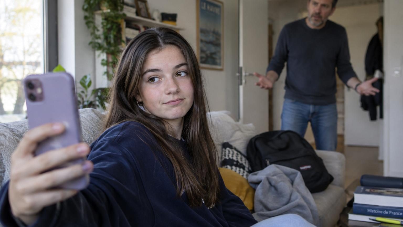 Elle répond au message de son père par un simple pouce levé : sa réaction relance le débat sur les SMS entre parents et ados