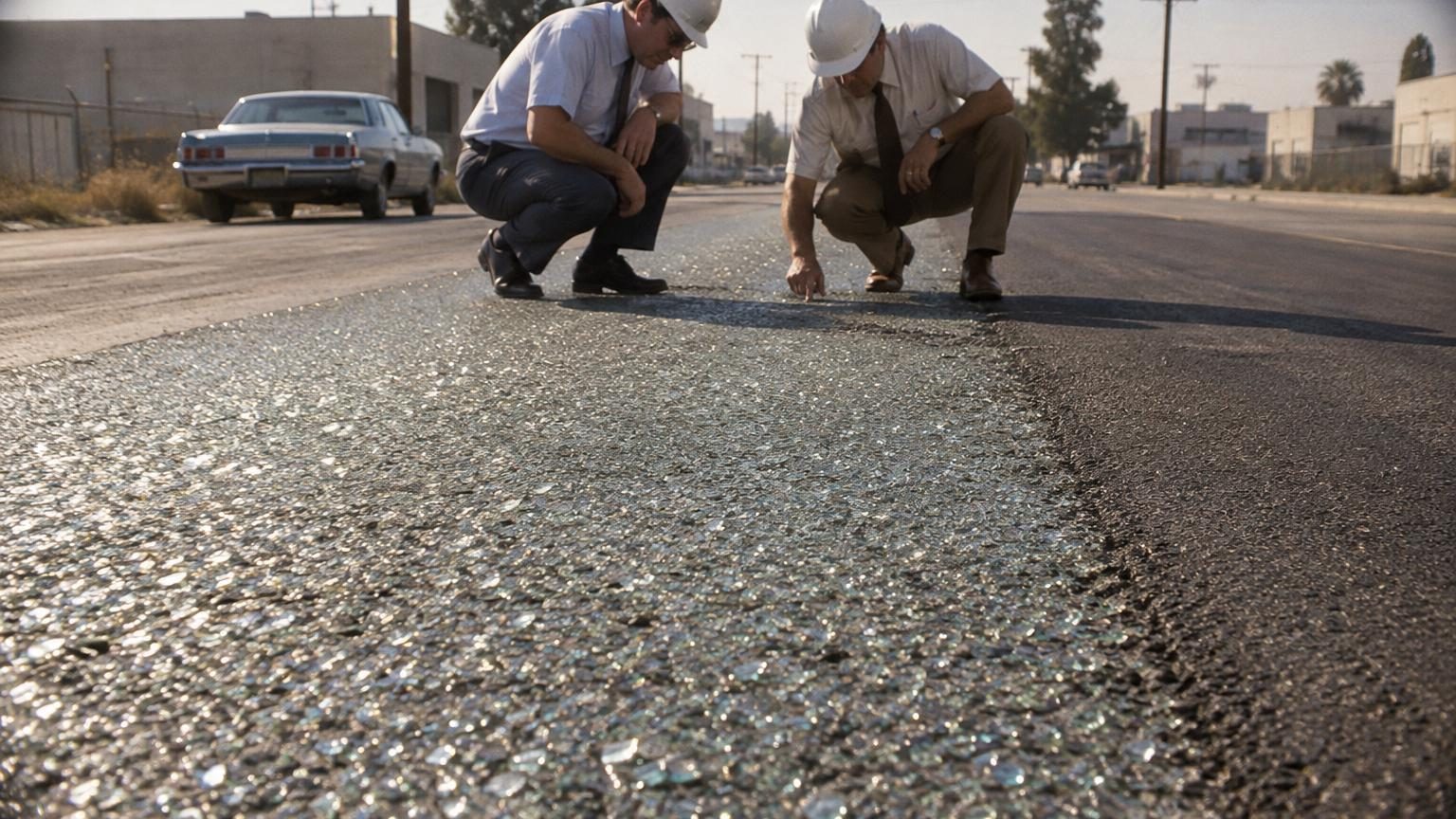 En 1970, cette ville a pavé 180 mètres de route avec du verre broyé : deux ans plus tard, le verdict des autorités surprend