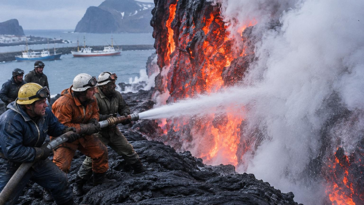 En 1973, une île islandaise arrose un volcan à l'eau de mer : la lave finit par former des murs de 30 mètres de haut