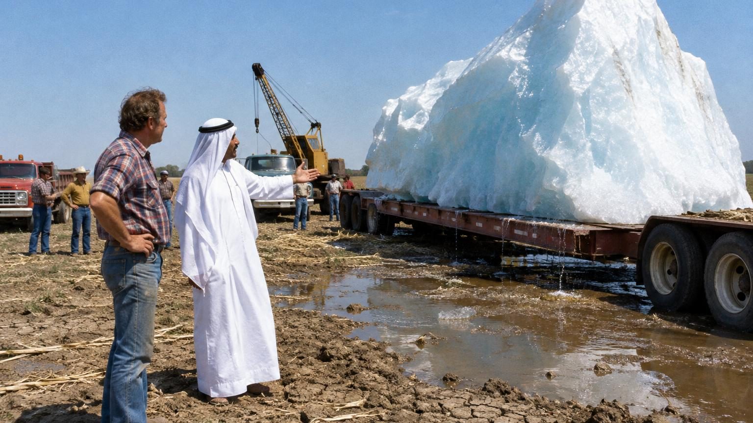 En 1977, un prince saoudien fait venir un iceberg de 2 tonnes vieux de 10 000 ans dans l'Iowa : son but était de régler la crise mondiale de l'eau