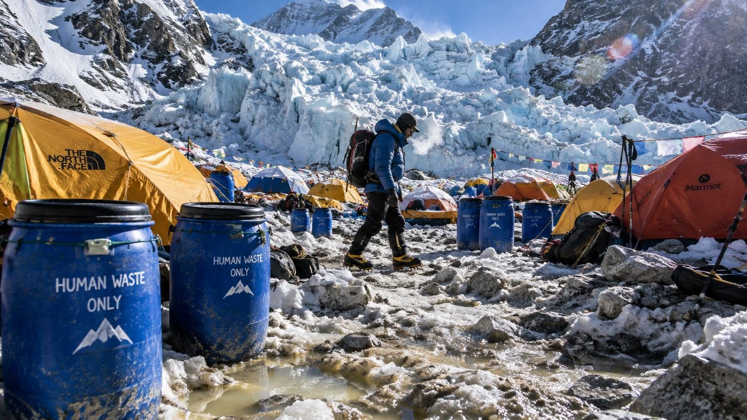 Everest : l'urine des alpinistes a fait fondre 154 tonnes de glace, selon une étude sur le glacier du Khumbu