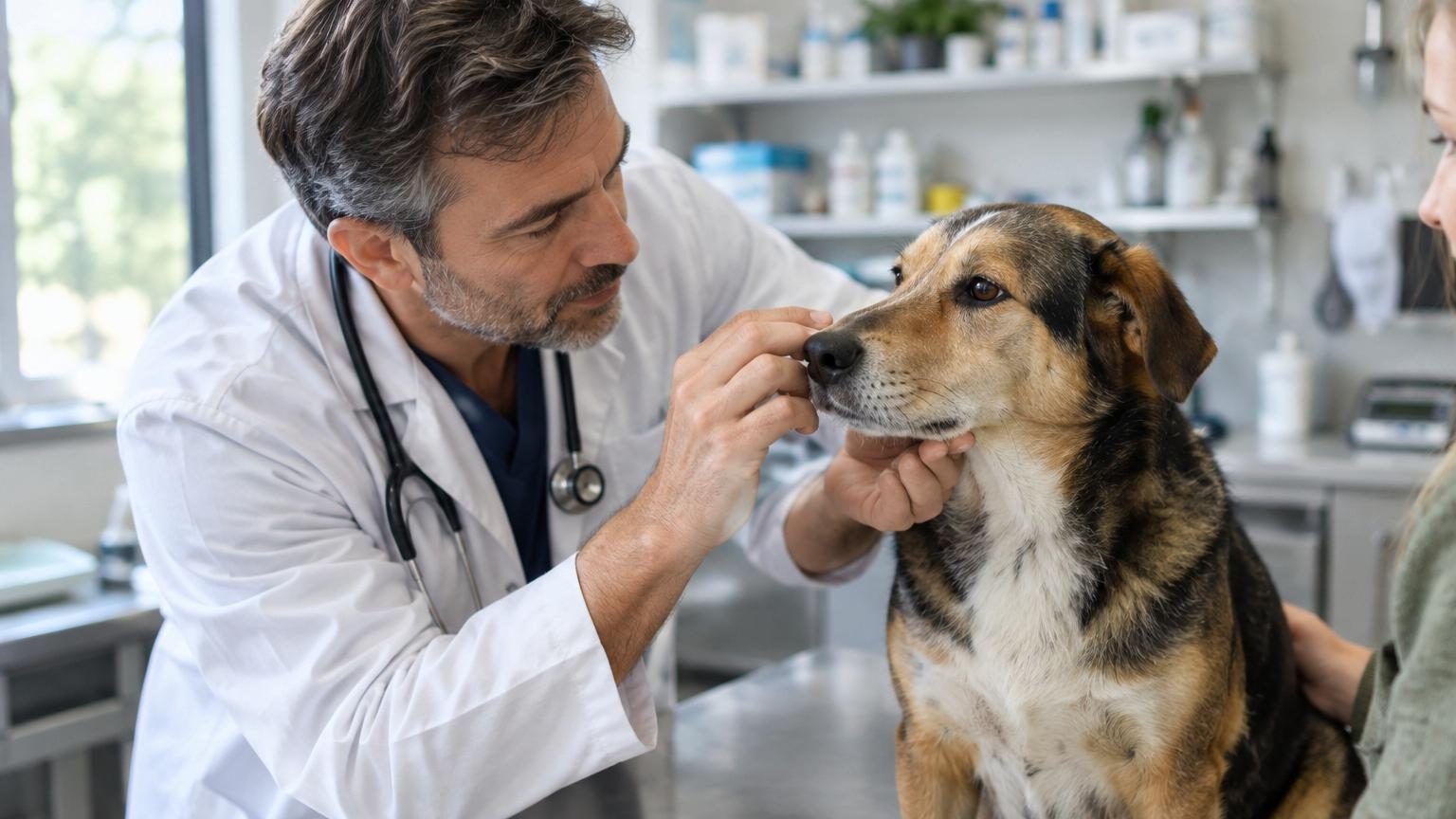 Gros plan sur le museau humide d'un chien, illustrant la texture et l'apparence normale de la truffe canine