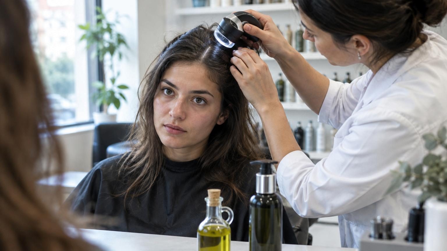 Une trichologue met en garde contre l&rsquo;huile d&rsquo;olive pure sur les cheveux : trop épaisse pour pénétrer, elle peut provoquer excès de sébum et pellicules