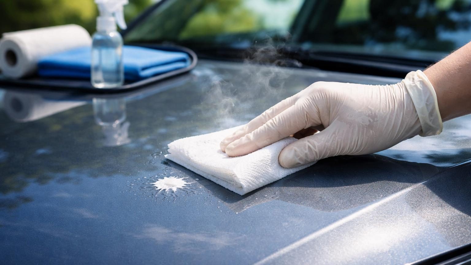 Fiente d&rsquo;oiseau sur la carrosserie : ne frottez surtout pas, deux expertes du nettoyage conseillent de la ramollir avec un essuie-tout imbibé d&rsquo;eau chaude