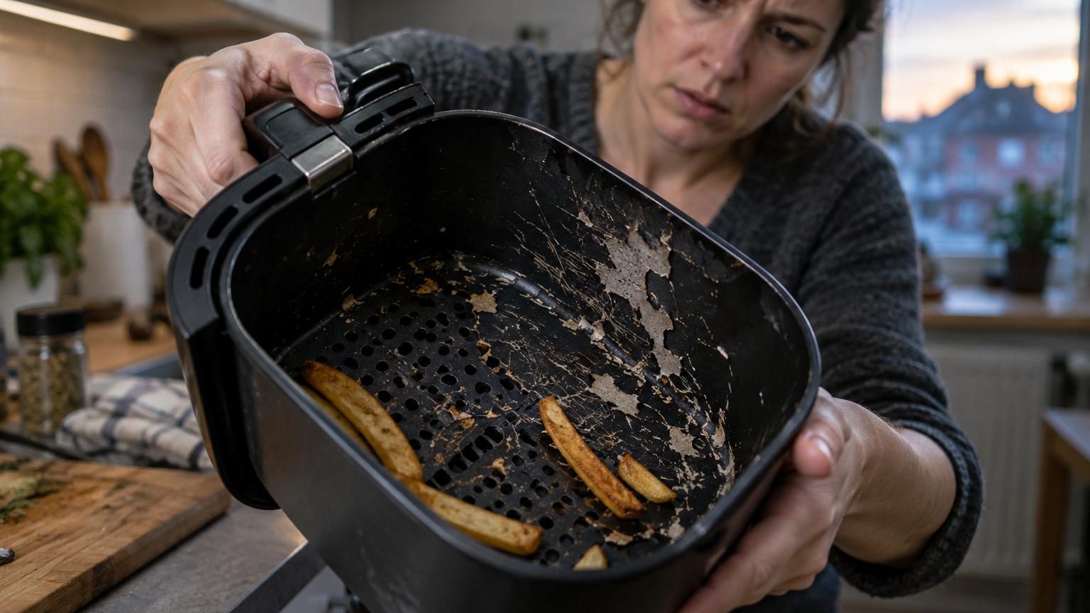 Friggitrice, pardon, air fryer : le vrai risque n'est pas la cuisson mais le revêtement rayé du panier